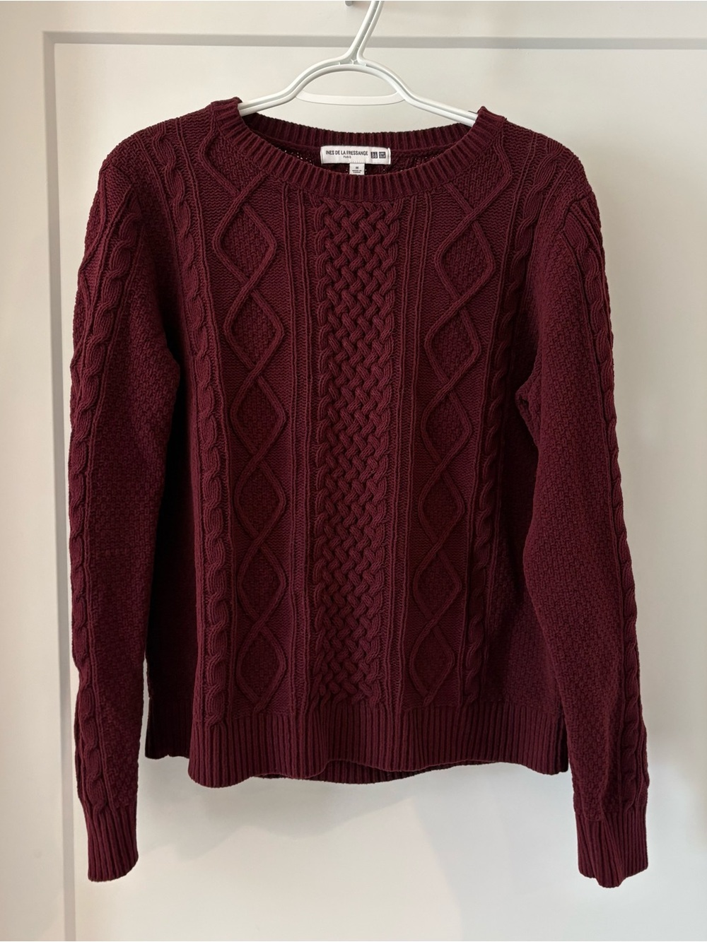 UNIQLO Women's Cable Knit Sweater in Burgundy